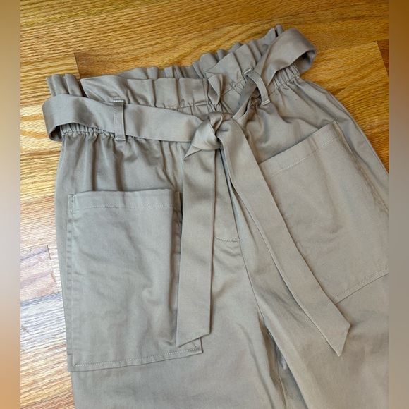 THE DROP Pamela Pull-On Belted Pant High Waisted Curds & Whey Khaki NEW Small - Picture 10 of 11